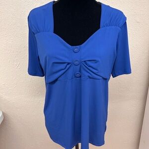 (3/$30) Glensport xl blue sweetheart neckline short sleeve blouse
